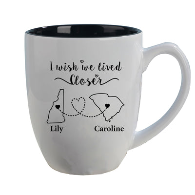 I Wish We Lived Closer Mug Customizable Coffee Mugs - Long Distance Friendship Gift Ceramic Coffee Cup Personalised Birthday Gifts for Women Men Housewarming Gift Leaving Gift