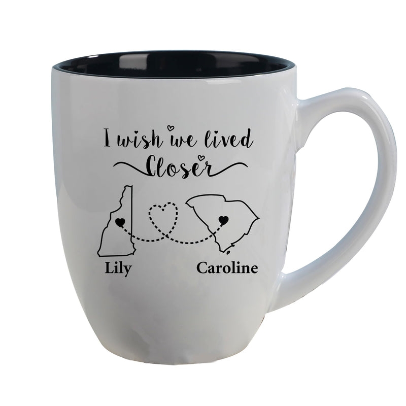 I Wish We Lived Closer Mug Customizable Coffee Mugs - Long Distance Friendship Gift Ceramic Coffee Cup Personalised Birthday Gifts for Women Men Housewarming Gift Leaving Gift