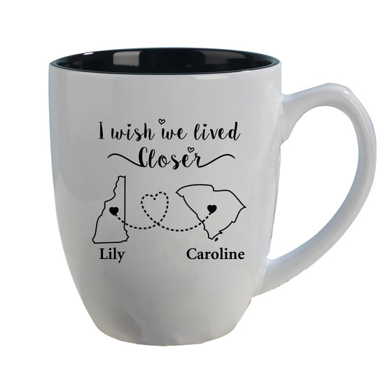 I Wish We Lived Closer Mug Customizable Coffee Mugs - Long Distance Friendship Gift Ceramic Coffee Cup Personalised Birthday Gifts for Women Men Housewarming Gift Leaving Gift